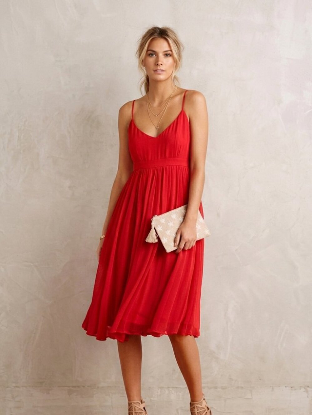 Anthropologie HD in Paris Women's Red Marana Chiffon Dress Size 14 - 8359 - Picture 2 of 13